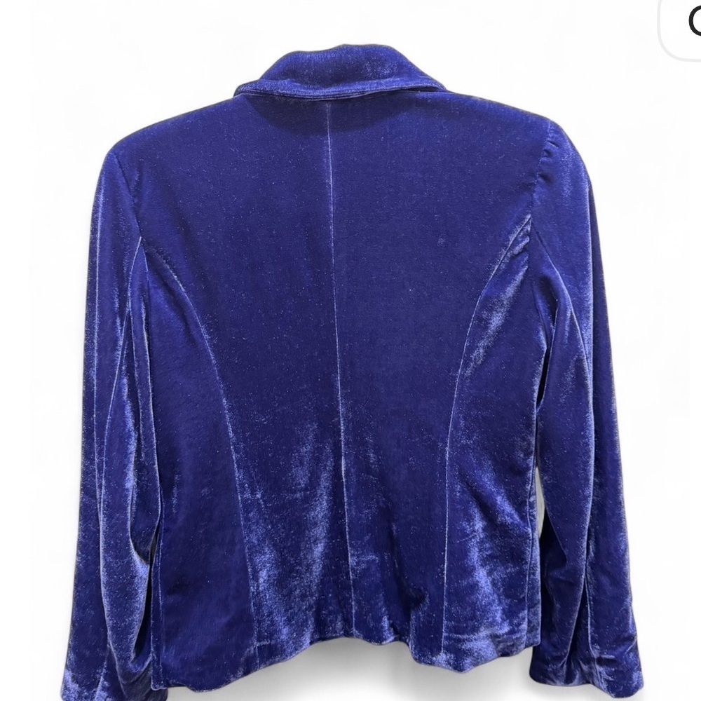 Rock & Republic Women's Velvet Stretch Blazer Jacket - Royal Blue - Picture 2 of 5